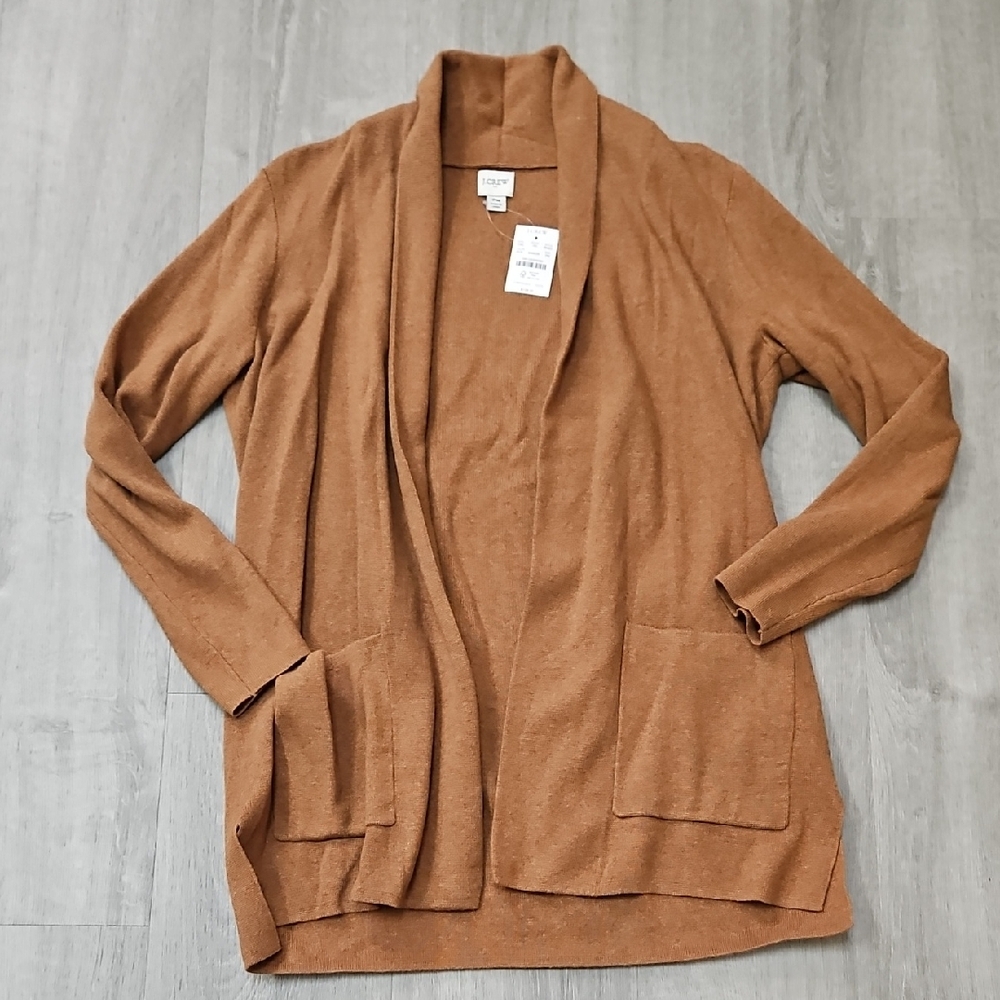 J. Crew Factory Brown Open Front Sweater Blazer
